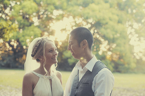 outdoor bride and groom