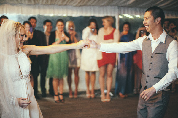 bride and groom first dance