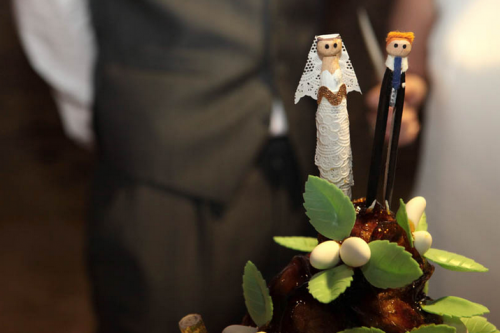 Handmade bride and groom cake topper 