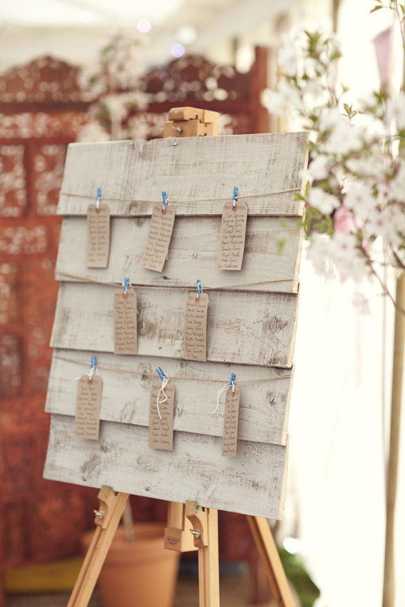 table plan at country wedding in Wales