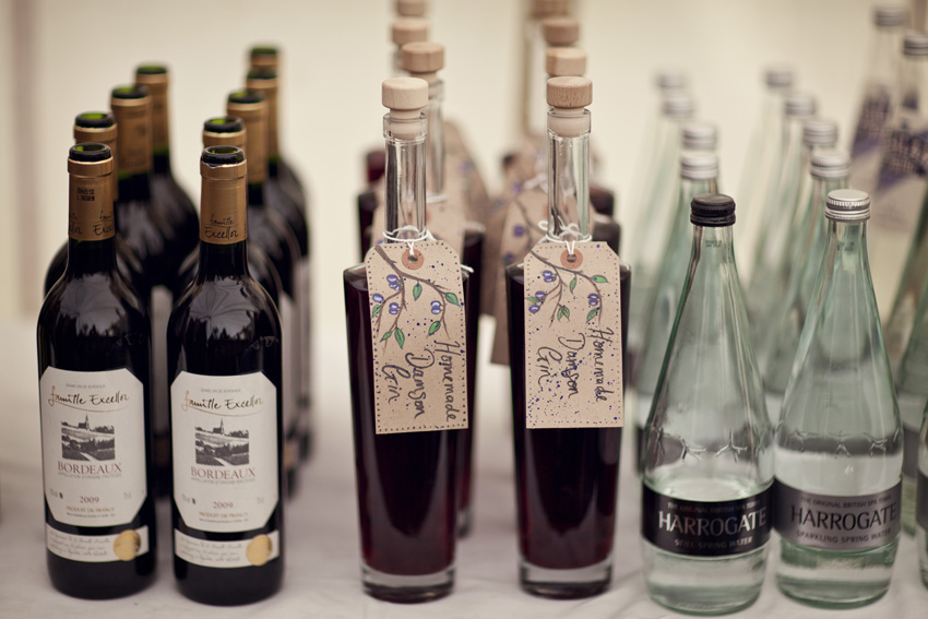 homemade fruit cordials at Welsh wedding