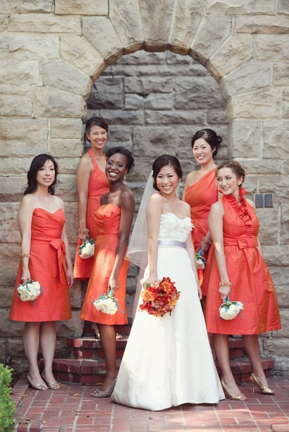 orange bridesmaid dresses