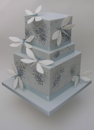 decorated wedding cakes in pale blue