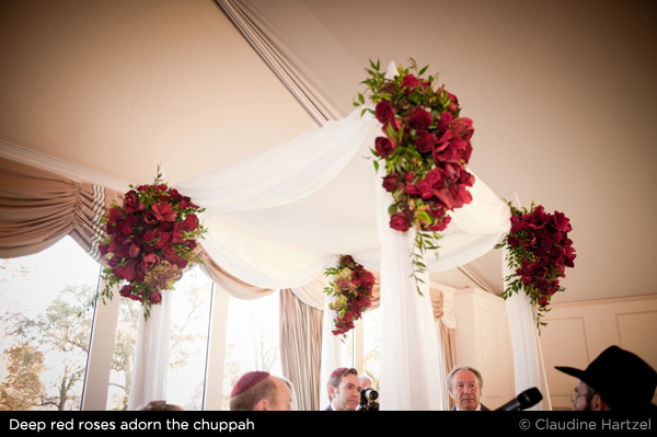 Jewish wedding chuppah with red roses 