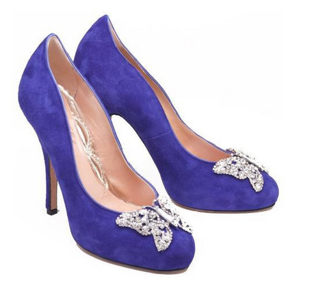 purple high heeled shoes with diamante detail