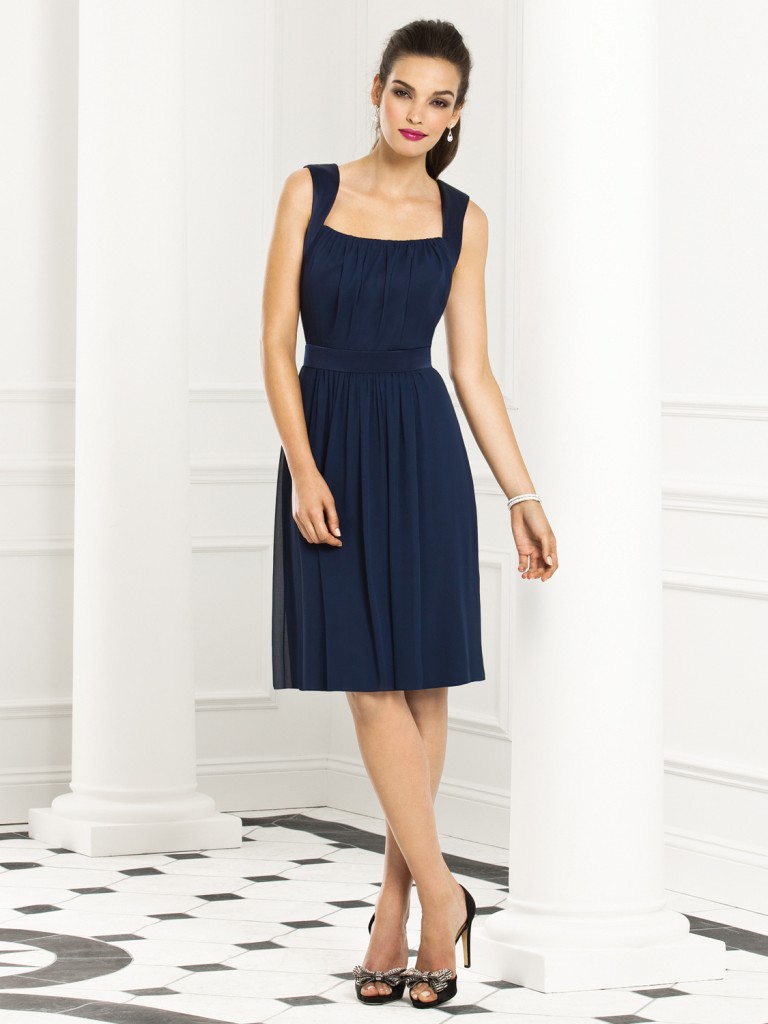 black scoop neckline bridesmaid dress 