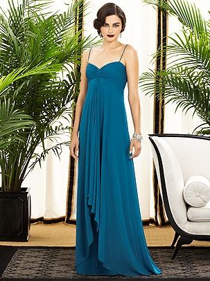 long blue bridesmaid dress