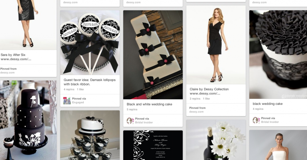 black and white wedding planning moodboard