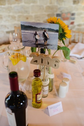 table setting with sunflowers