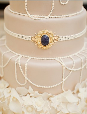 beige cameo detail wedding cake