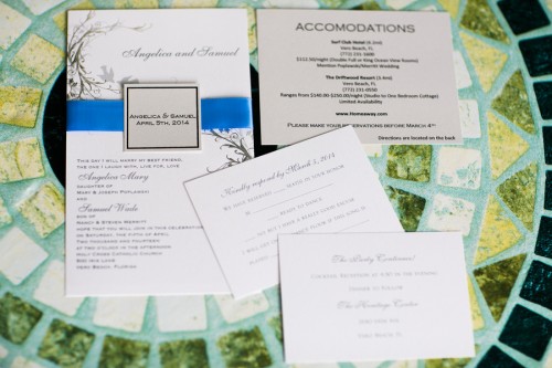 blue accent colour wedding stationery