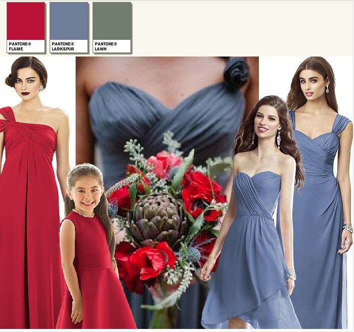 wedding moodboard in grey and red