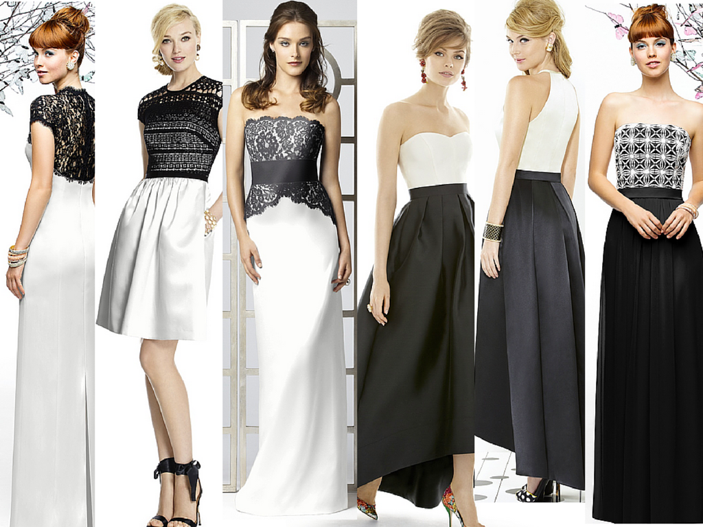 black and white maid of honor dresses