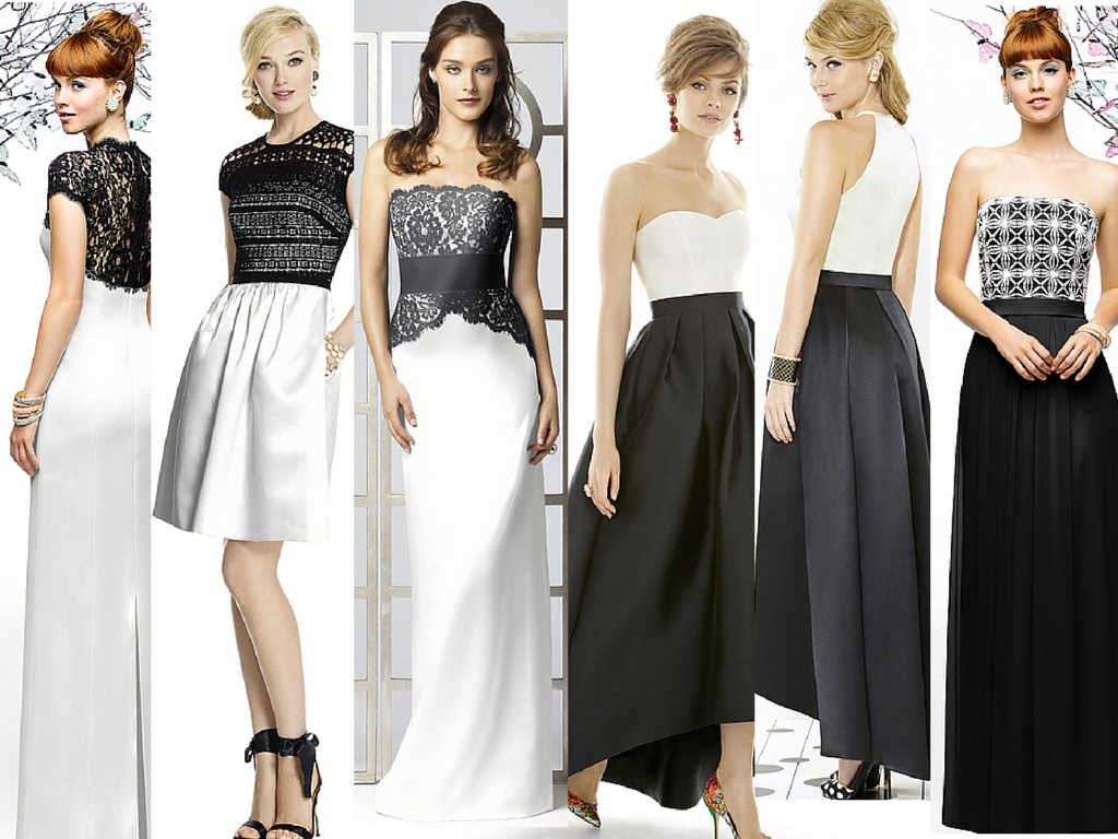 black and white bridesmaid dresses