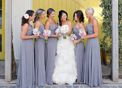 Pink and grey bridesmaid dresses hotsell