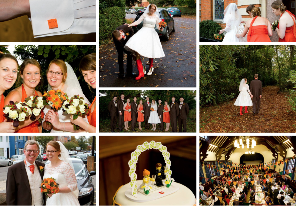 fifties style orange autumn wedding