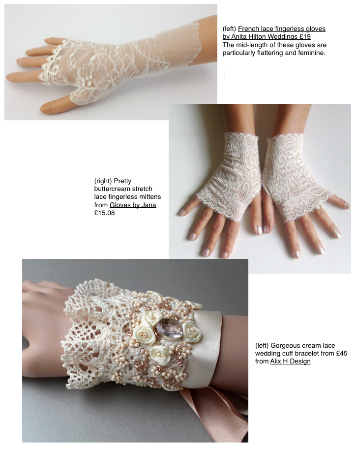 cream lace fingerless gloves