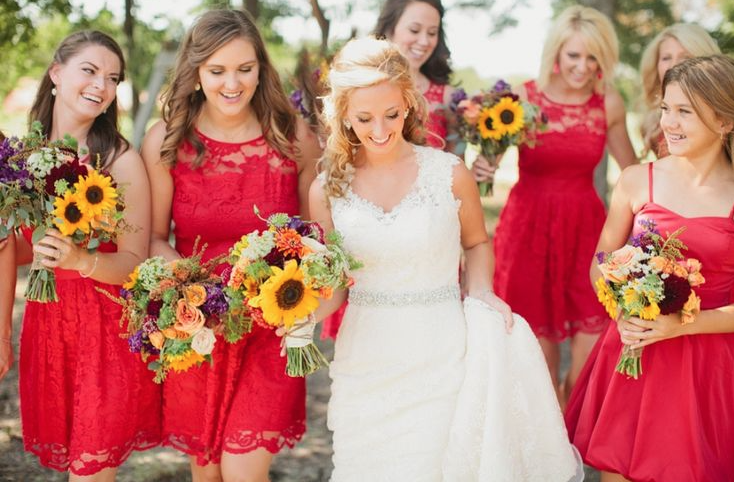 sunflower wedding bridesmaid dresses