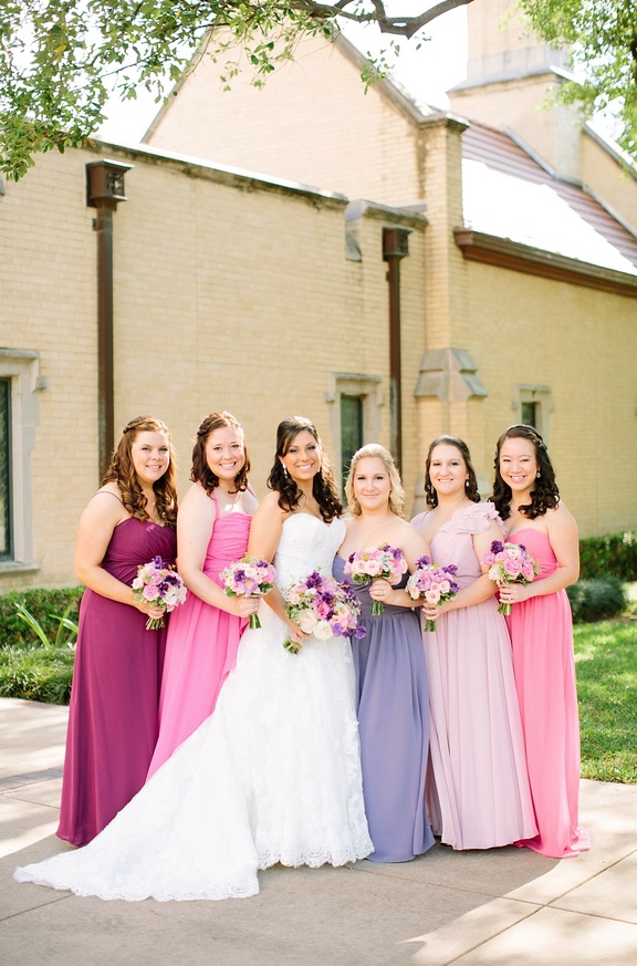 Mismatched pink hot sale bridesmaid dresses