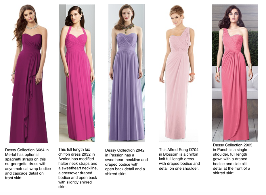 Mismatched Pink and Purple Bridesmaids Dresses