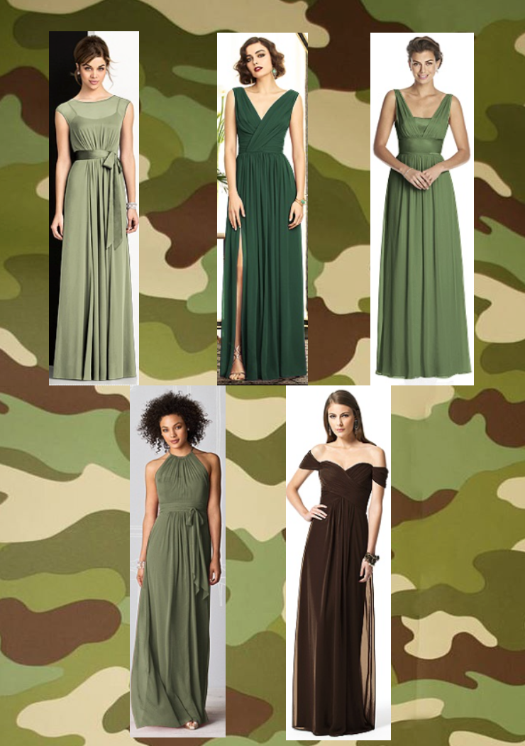 Nail that khaki with army green bridesmaid dresses from Dessy