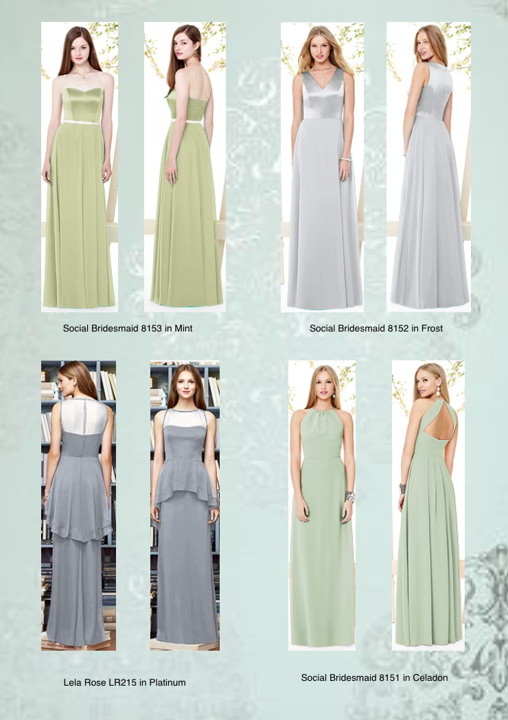 Mint and silver bridesmaid dresses