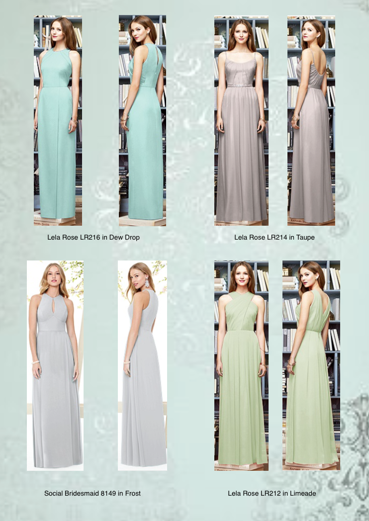 Mint and silver bridesmaid dresses