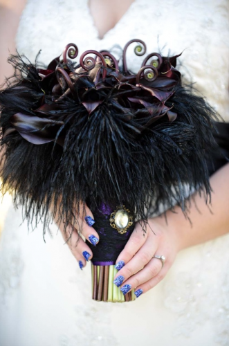 Purple and black Halloween wedding