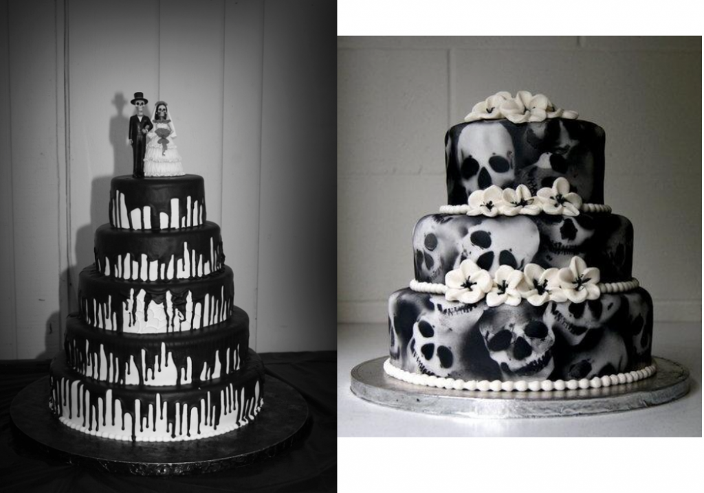 black and white halloween wedding