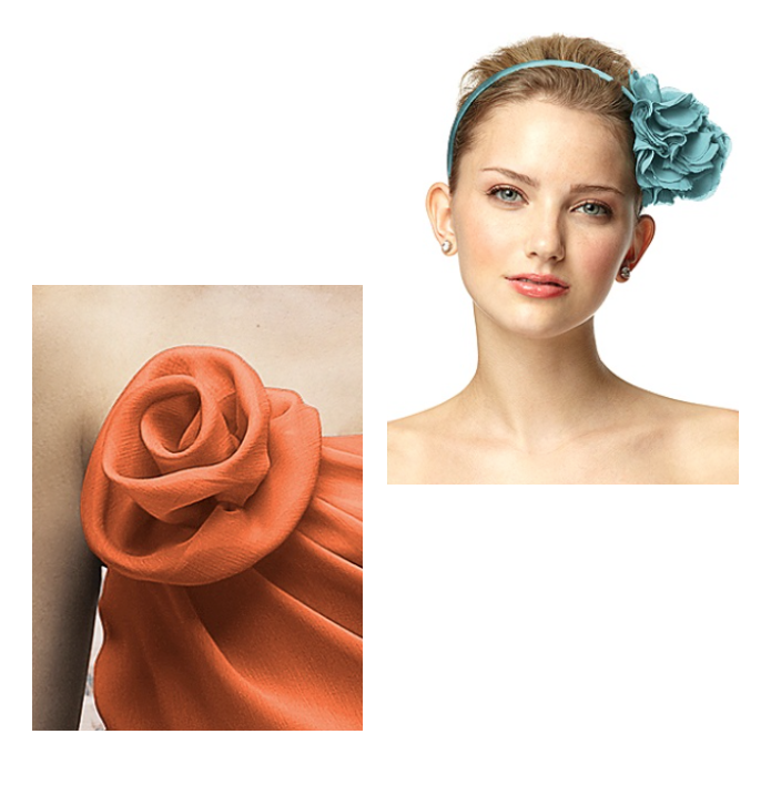 Kingfisher Blue and orange bridesmaid dresses