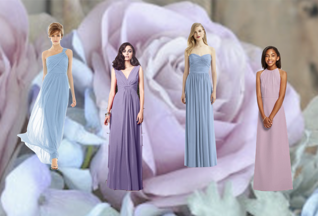 Light blue and purple wedding colours